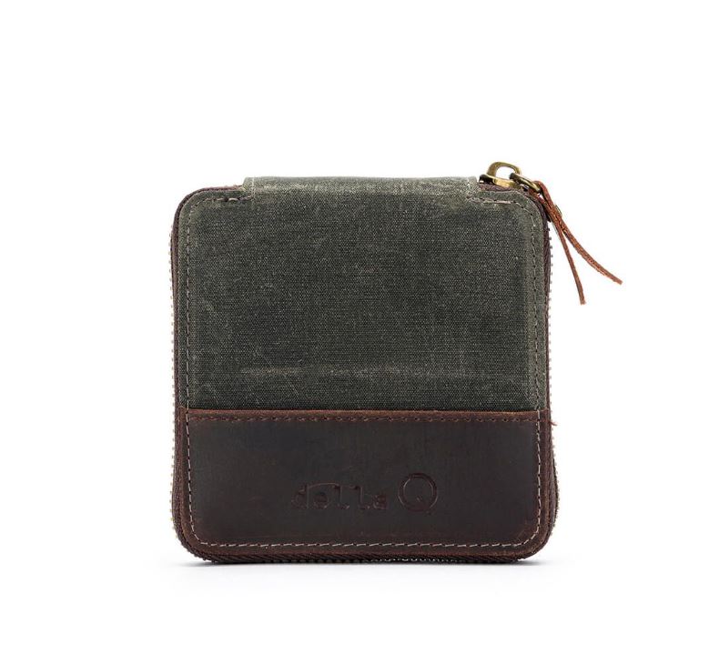 Della Q Canvas mini zip vierkant 11,4x10,2cm - Olive