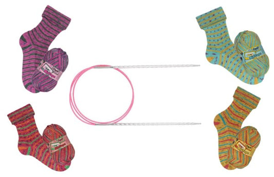 Pakket kousen breien met Addi Unicorn en Opal MixTapes 4-draads